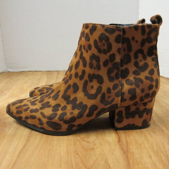A NEW DAY Valerie Leopard Spot City Ankle Bootie Sz 7.5 WIDE Animal Print Boots - Picture 5 of 15